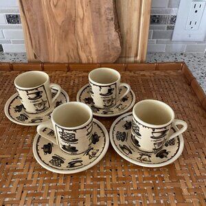 Espresso Cup Saucer Coffee Cappuccino Tea Chocolate Small Ceramic Set of 4